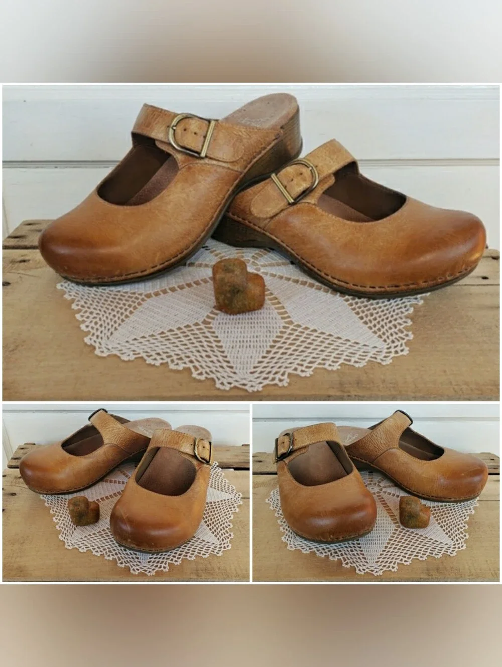 Dansko Honey Clogs Martina MaryJane Burnished Strap Buckle Slides Boho Prairie ♡ - Picture 3 of 12